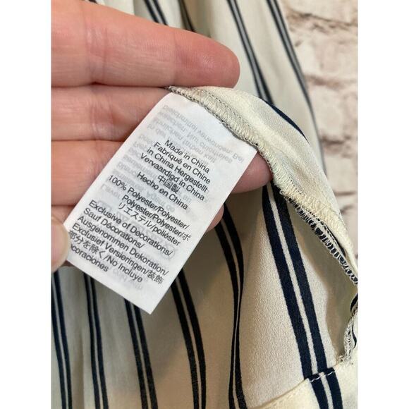 J. Crew Mercantile Top Womens Small White Navy Striped Nautical Bow Tie - Picture 12 of 13